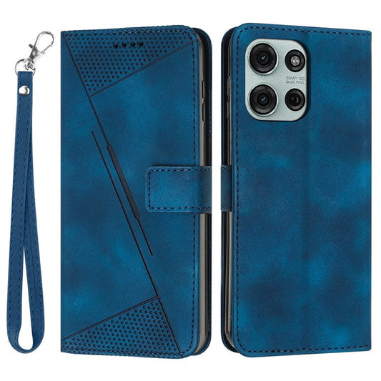 For Motorola Moto G75 5G Case Handbag Imprinted Triangle Leather Phone Cover - Sapphire