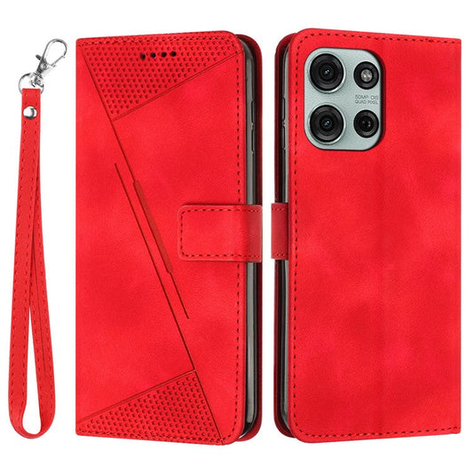 For Motorola Moto G75 5G Case Handbag Imprinted Triangle Leather Phone Cover - Red