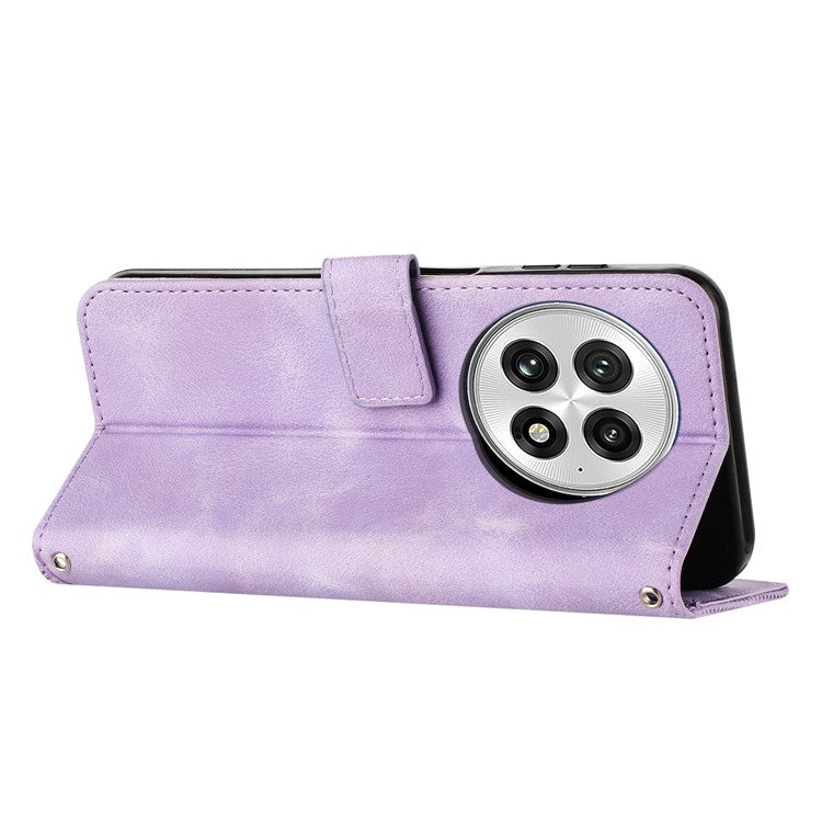 For OnePlus 13 Case Handbag Imprinted Triangle Leather Phone Cover - Purple