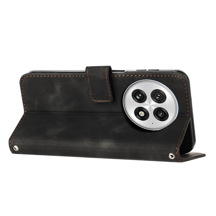 For OnePlus 13 Case Handbag Imprinted Triangle Leather Phone Cover - Black