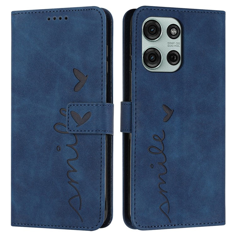 For Motorola Moto G75 5G Case Viewing Stand PU Leather Phone Cover Imprinted Pattern - Sapphire