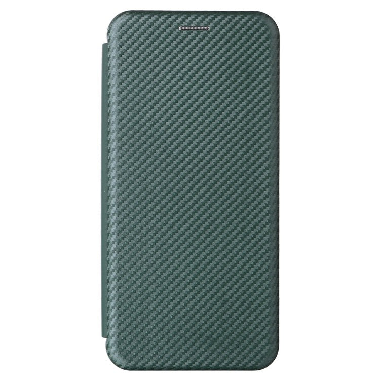 For Motorola Moto S30 Pro 5G / Edge 30 Fusion 5G Carbon Fiber Texture PU Leather Flip Folio Stand Cover Stand Cover Card Slots Magnetic Absorption Protective Case - Green