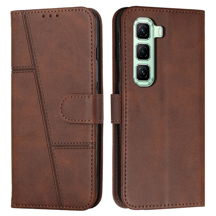 For Infinix Hot 50 Pro+ 4G Case Stand Flip Protective Leather Phone Cover - Brown
