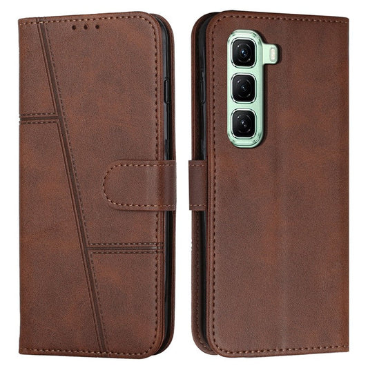For Infinix Hot 50 Pro+ 4G Case Stand Flip Protective Leather Phone Cover - Brown