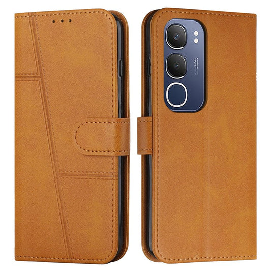 For vivo Y19s 4G Case Stand Flip Protective Leather Phone Cover - Yellow