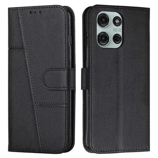 For Motorola Moto G75 5G Case Stand Flip Protective Leather Phone Cover - Black