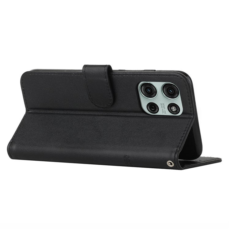 For Motorola Moto G75 5G Case Stand Flip Protective Leather Phone Cover - Black