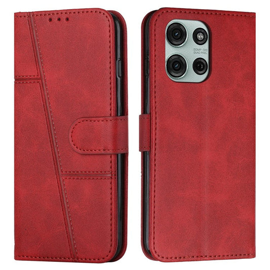 For Motorola Moto G75 5G Case Stand Flip Protective Leather Phone Cover - Red