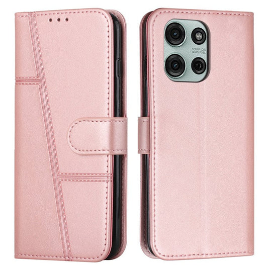 For Motorola Moto G75 5G Case Stand Flip Protective Leather Phone Cover - Rose Gold
