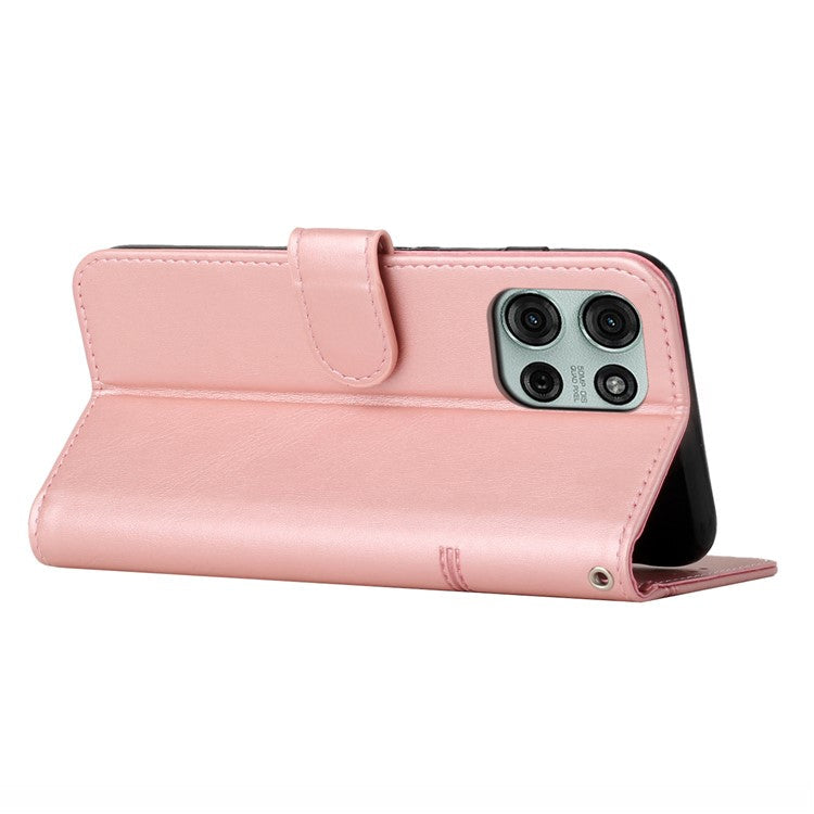 For Motorola Moto G75 5G Case Stand Flip Protective Leather Phone Cover - Rose Gold