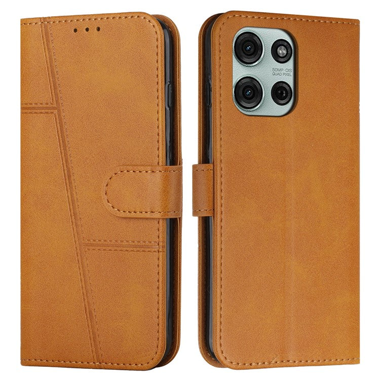 For Motorola Moto G75 5G Case Stand Flip Protective Leather Phone Cover - Yellow