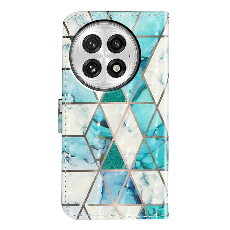 For OnePlus 13 Case 3D Pattern Printed Phone Leather Phone Cover - Green Marble