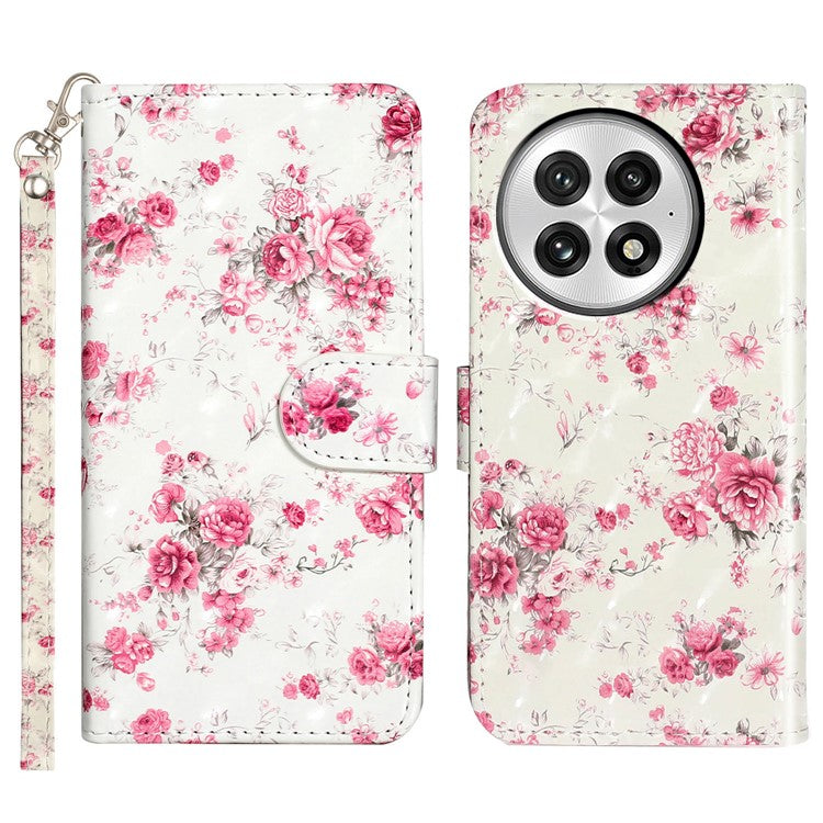 For OnePlus 13 Case 3D Pattern Printed Phone Leather Phone Cover - Roses