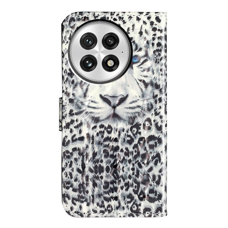 For OnePlus 13 Case 3D Pattern Printed Phone Leather Phone Cover - Leopard