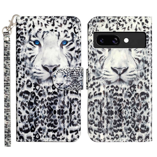 For Google Pixel 9a Case 3D Pattern Printed Phone Leather Phone Cover - Leopard