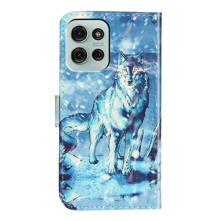 For Motorola Moto G75 5G Case 3D Pattern Printed Phone Leather Phone Cover - Snow Wolf