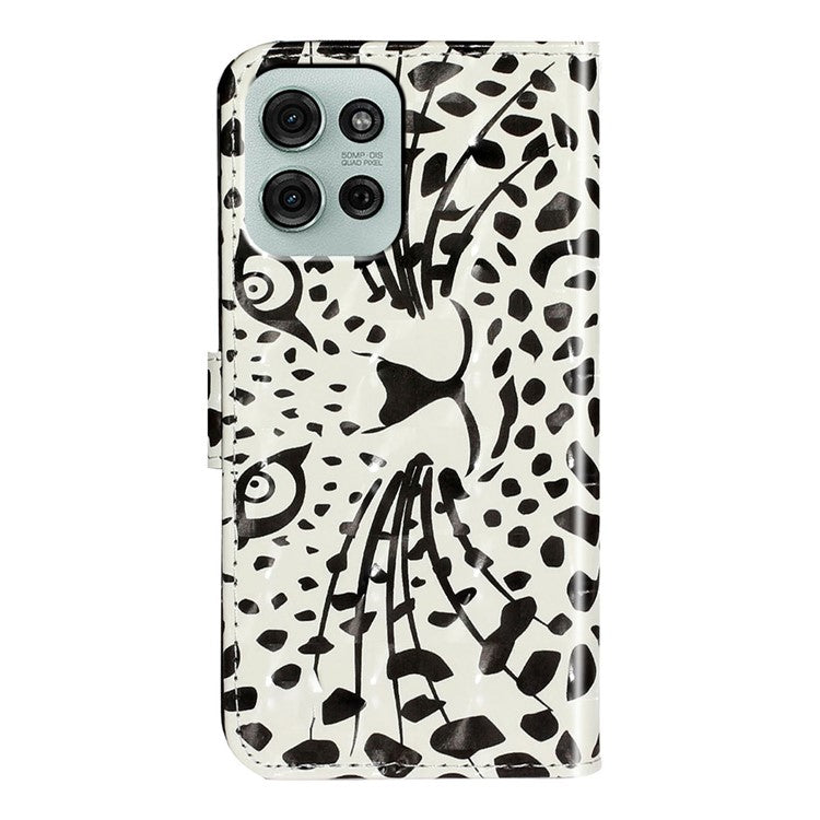 For Motorola Moto G75 5G Case 3D Pattern Printed Phone Leather Phone Cover - Leopard Head