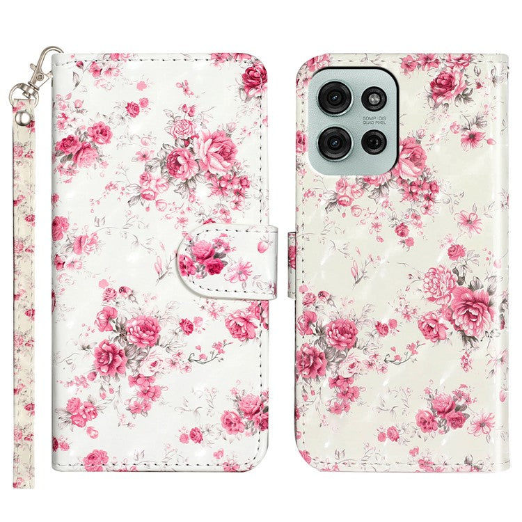 For Motorola Moto G75 5G Case 3D Pattern Printed Phone Leather Phone Cover - Roses