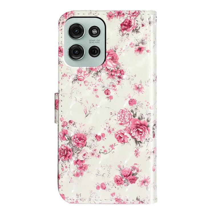 For Motorola Moto G75 5G Case 3D Pattern Printed Phone Leather Phone Cover - Roses