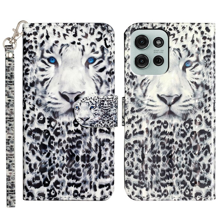 For Motorola Moto G75 5G Case 3D Pattern Printed Phone Leather Phone Cover - Leopard