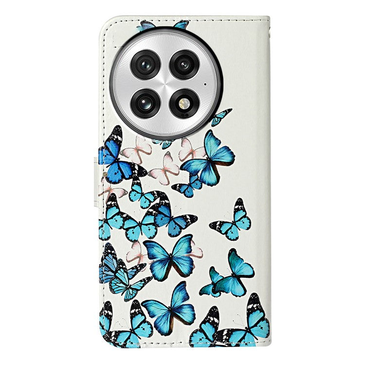 For OnePlus 13 Case Pattern PU Leather Flip Phone Cover  - Blue Butterfly
