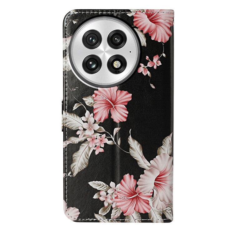 For OnePlus 13 Case Pattern PU Leather Flip Phone Cover  - Rhododendron