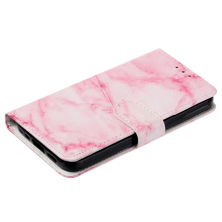 For Motorola Moto G75 5G Case Pattern PU Leather Flip Phone Cover - Pink Marble