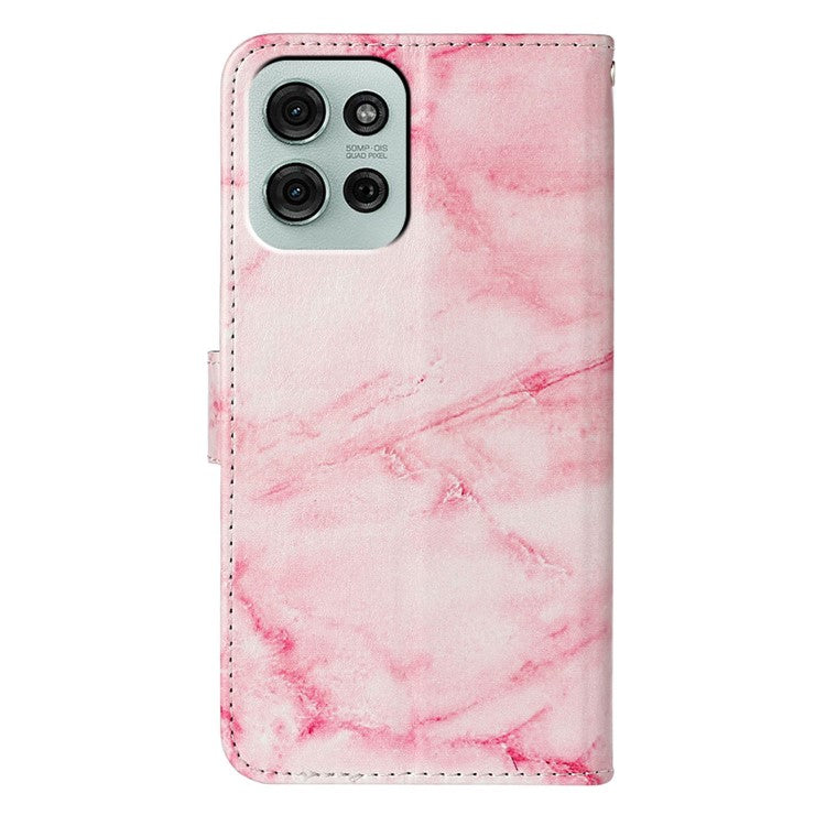 For Motorola Moto G75 5G Case Pattern PU Leather Flip Phone Cover - Pink Marble