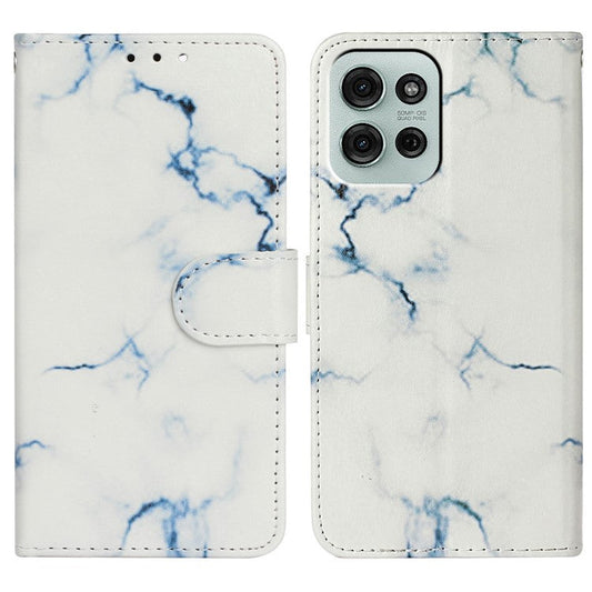 For Motorola Moto G75 5G Case Pattern PU Leather Flip Phone Cover - White Marble