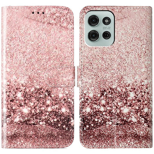 For Motorola Moto G75 5G Case Pattern PU Leather Flip Phone Cover - Rose Gold Marble