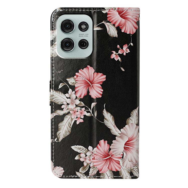 For Motorola Moto G75 5G Case Pattern PU Leather Flip Phone Cover - Rhododendron