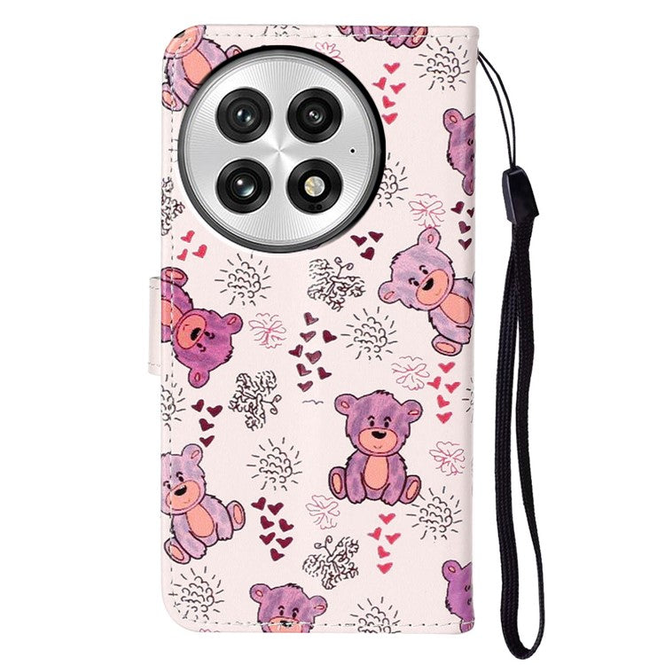 For OnePlus 13 Case Pattern Leather Wallet Phone Cover with Card Holder - Bear