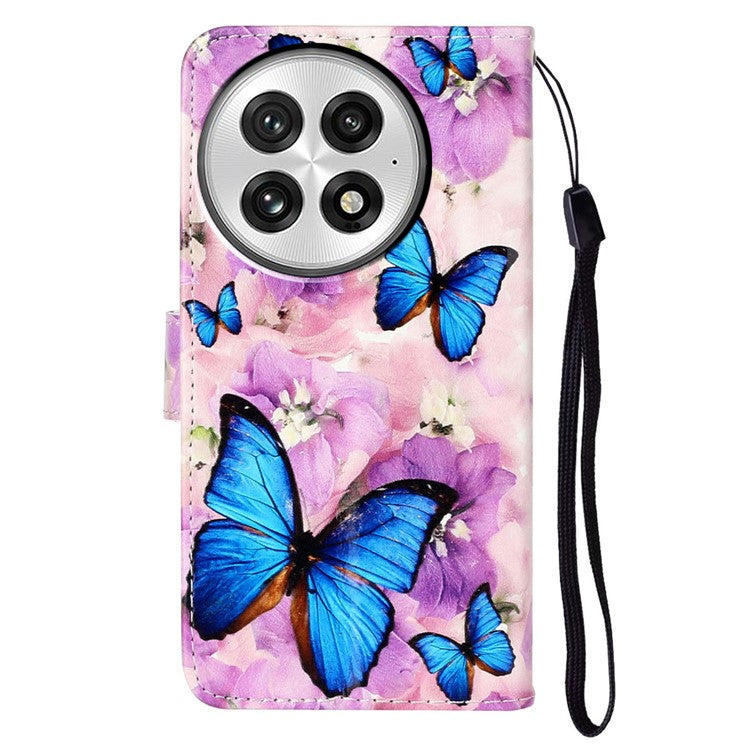 For OnePlus 13 Case Pattern Leather Wallet Phone Cover with Card Holder - Purple Flower Butterfly