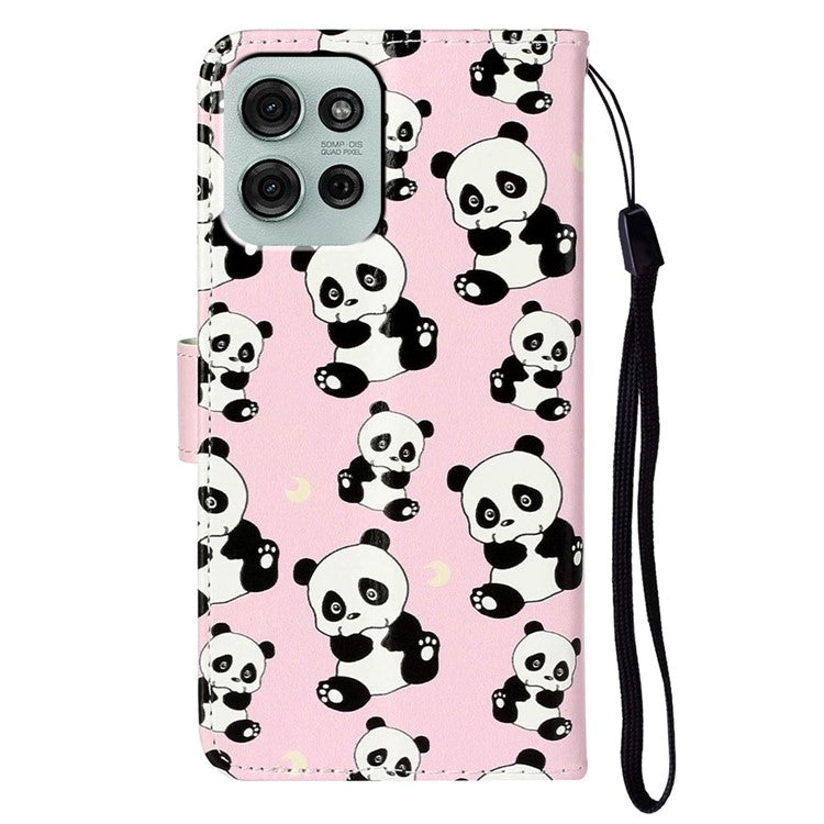 For Motorola Moto G75 5G Case Pattern Leather Wallet Phone Cover with Card Holder - Panda