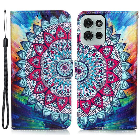 For Motorola Moto G75 5G Case Pattern Leather Wallet Phone Cover with Card Holder - Mandala Flower