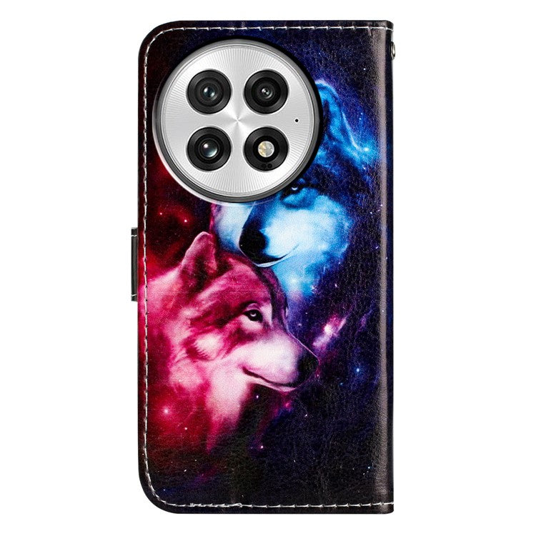 For OnePlus 13 Wallet Case Printed Pattern Design Leather Phone Cover - Couple Wolf