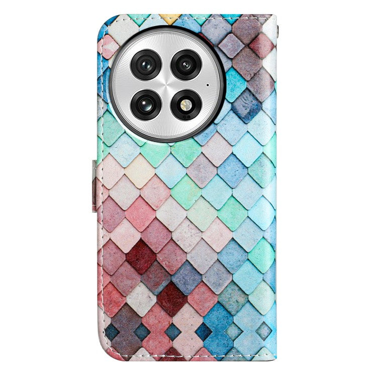 For OnePlus 13 Wallet Case Printed Pattern Design Leather Phone Cover - Grids