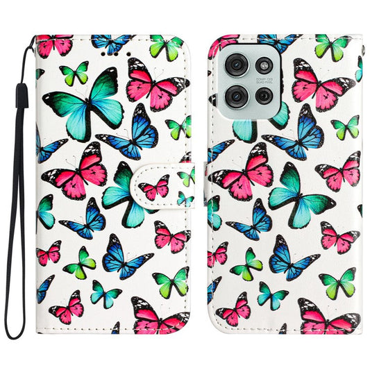 For Motorola Moto G75 5G Wallet Case Printed Pattern Design Leather Phone Cover - Butterflies