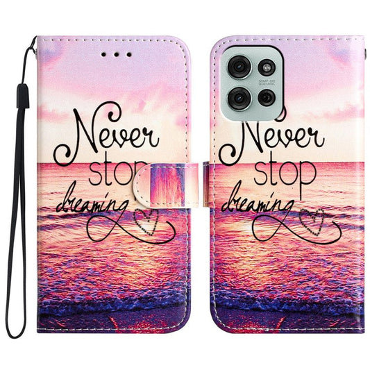 For Motorola Moto G75 5G Wallet Case Printed Pattern Design Leather Phone Cover - Never Stop Dreaming