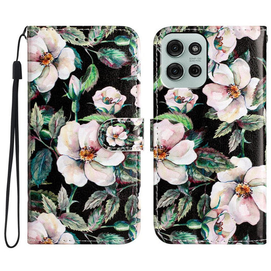 For Motorola Moto G75 5G Wallet Case Printed Pattern Design Leather Phone Cover - Magnolia