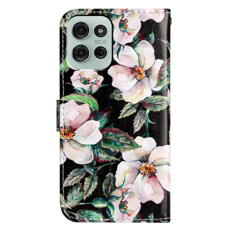 For Motorola Moto G75 5G Wallet Case Printed Pattern Design Leather Phone Cover - Magnolia