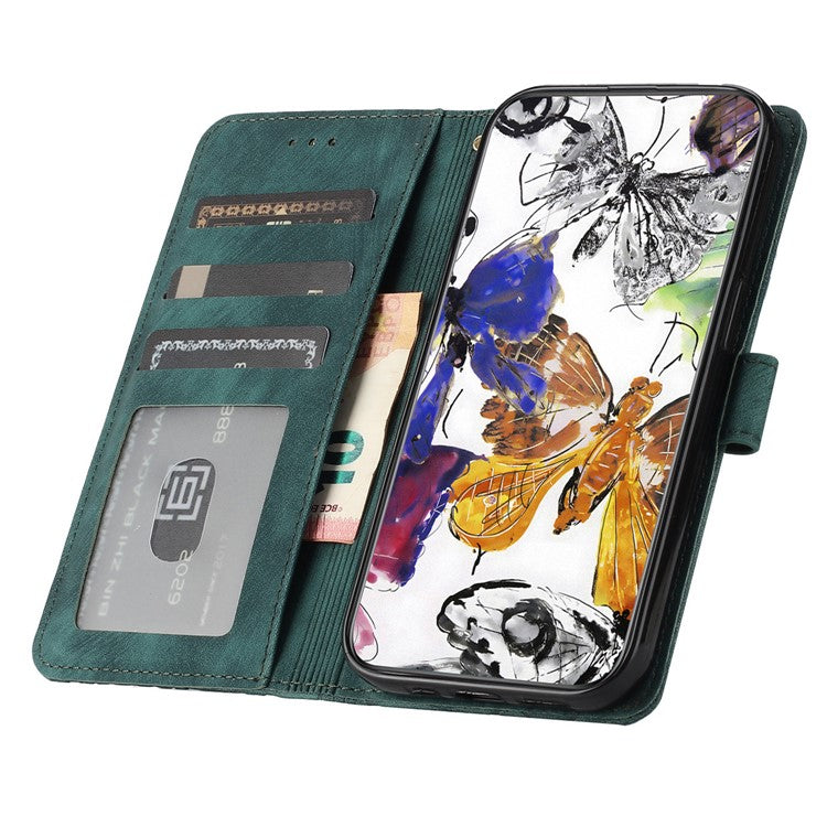 For Motorola Moto G75 5G Case Butterfly Design Flip Wallet Leather Phone Cover Skin-Touch - Green