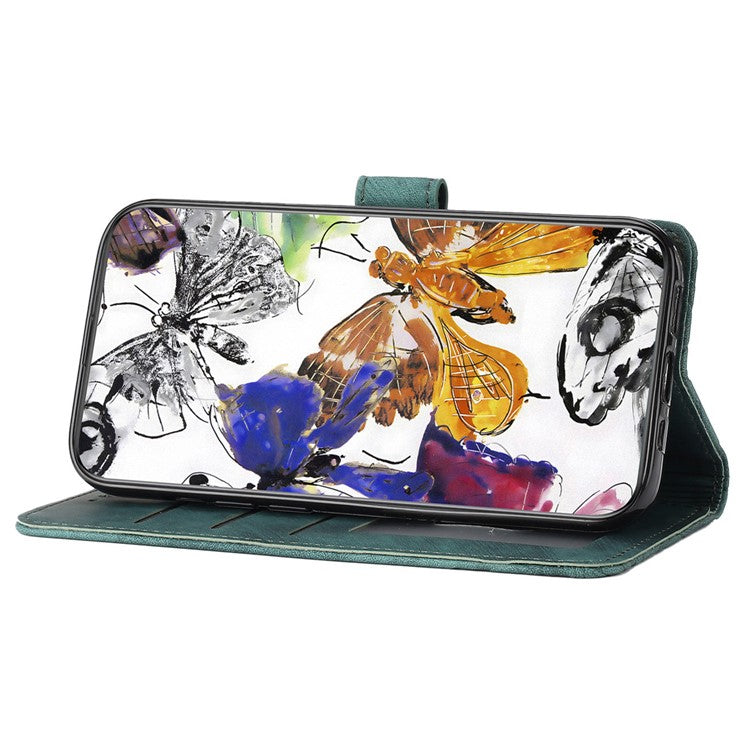 For Motorola Moto G75 5G Case Butterfly Design Flip Wallet Leather Phone Cover Skin-Touch - Green
