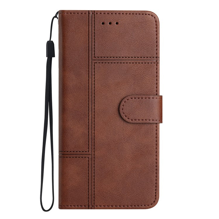 For Motorola Moto G75 5G Case Line Imprinted PU Leather Wallet Phone Cover - Coffee