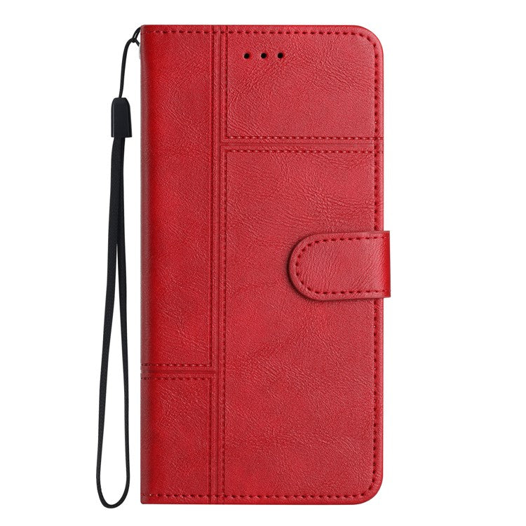 For Motorola Moto G75 5G Case Line Imprinted PU Leather Wallet Phone Cover - Red