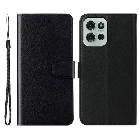 For Motorola Moto G75 5G Case with Card Holder PU Leather Flip Wallet Phone Cover - Black