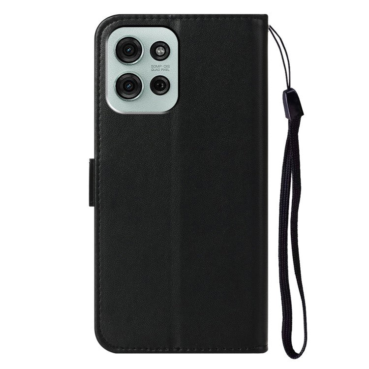 For Motorola Moto G75 5G Case with Card Holder PU Leather Flip Wallet Phone Cover - Black