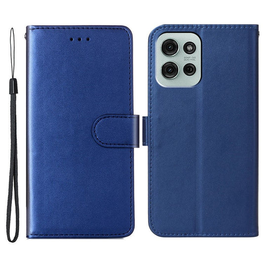 For Motorola Moto G75 5G Case with Card Holder PU Leather Flip Wallet Phone Cover - Blue