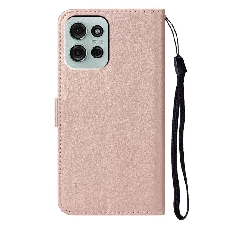 For Motorola Moto G75 5G Case with Card Holder PU Leather Flip Wallet Phone Cover - Rose Gold