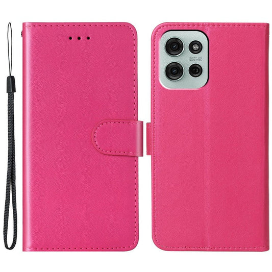 For Motorola Moto G75 5G Case with Card Holder PU Leather Flip Wallet Phone Cover - Rose